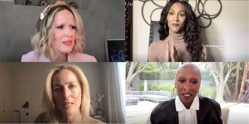 At the THR Roundtable, Sarah Paulson, Mj Rodriguez, Gillian Anderson, and Cynthia Erivo all share one zoom call