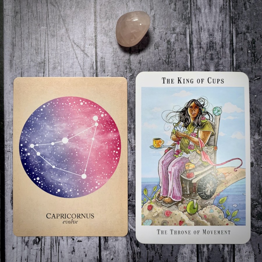 The Capricorn constellation card and King of Cups tarot card