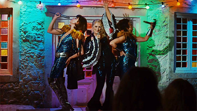 A still from a musical performance in Mama Mia