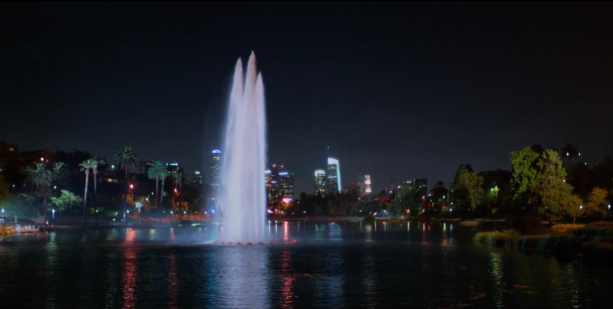 Echo Park Lake at night