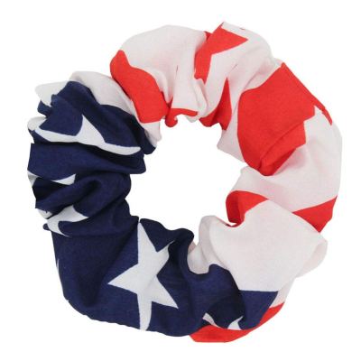 A hair scrunchie with the design of the Stars and Stripes flag