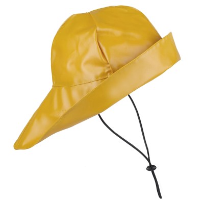 a yellow souwester rain hat