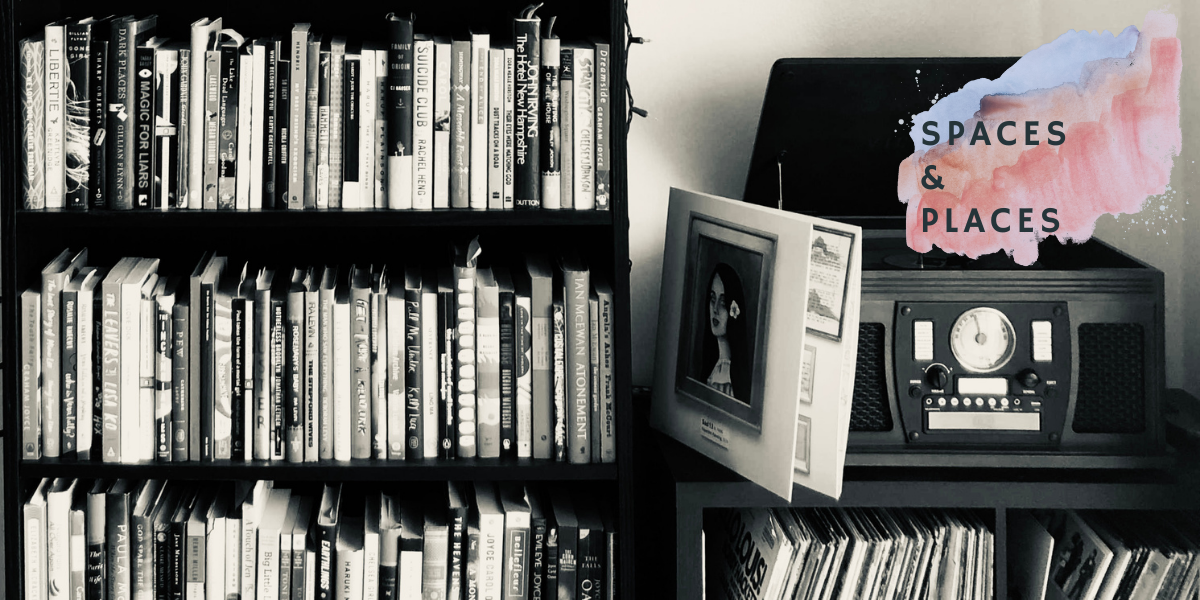 Feature image showing a bookcase and a record player