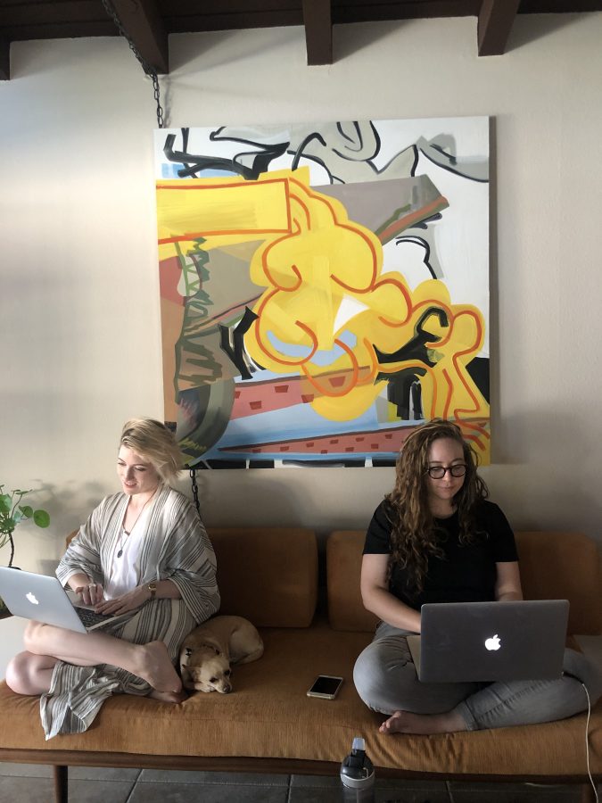 Laneia and Rachel working