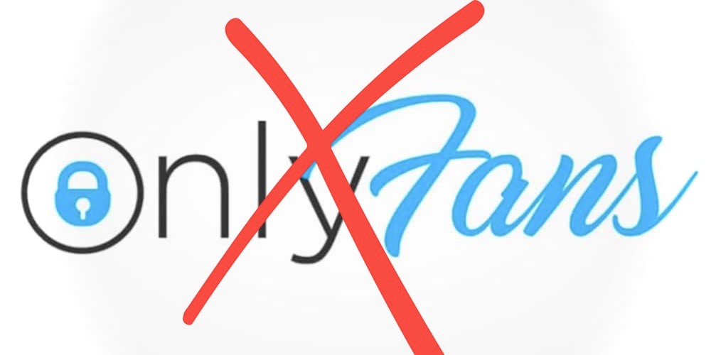The OnlyFans logo with a big red X crossed out in front of it.