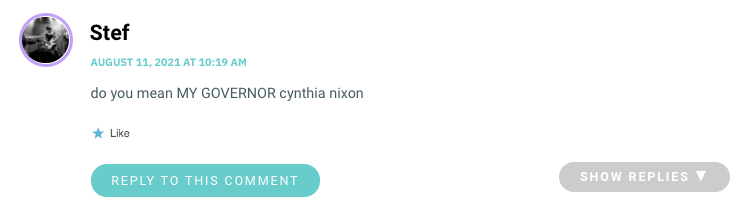 do you mean MY GOVERNOR cynthia nixon