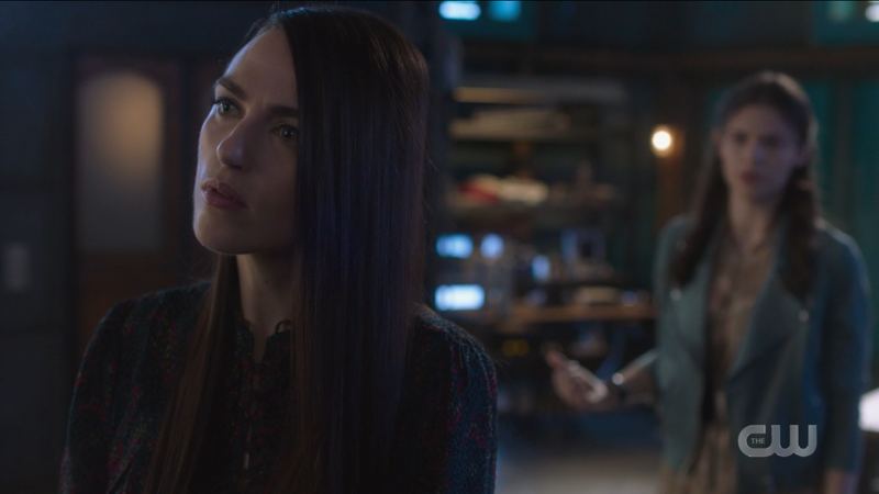 Lena Luthor on the Tower computer with Nia approaching behind her 
