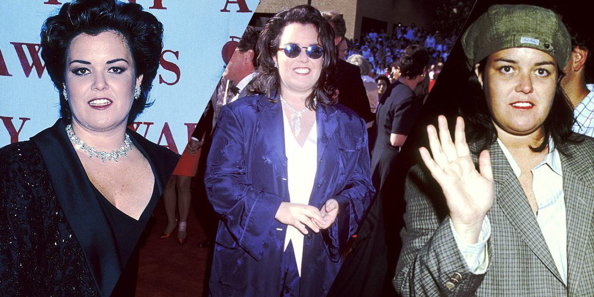 3 pictures of Rosie O'Donnell in blazers