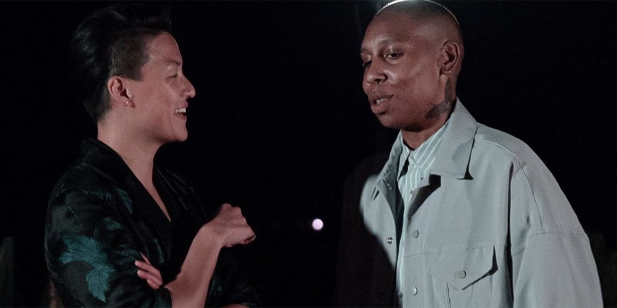 Melissa King and Lena Waithe chat at a dinner party in Malibu
