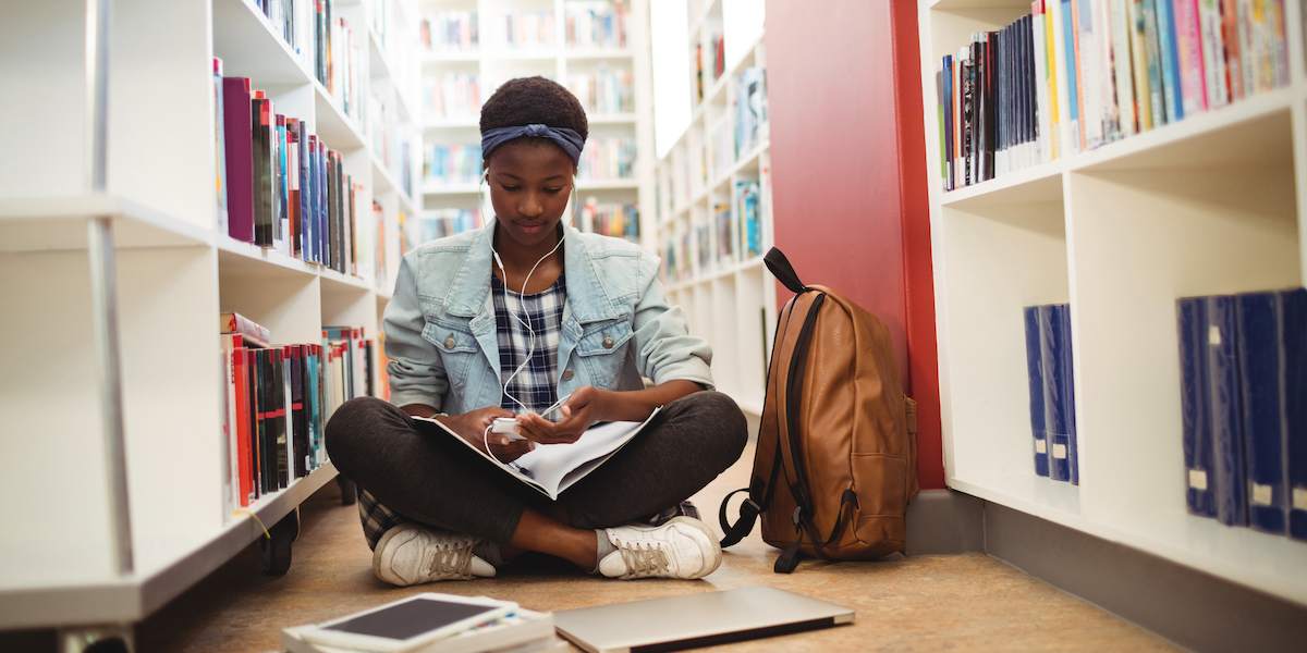 reading in a library