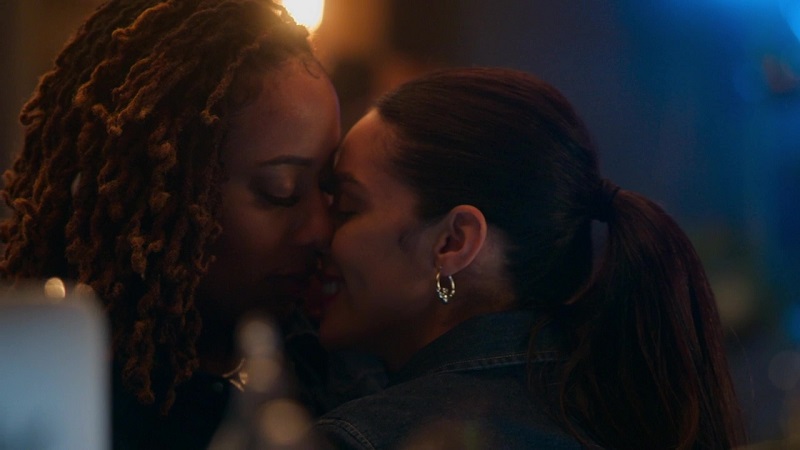 Good Trouble: Angelica smiles after sharing a kiss with Malika, this week on "Good Trouble."