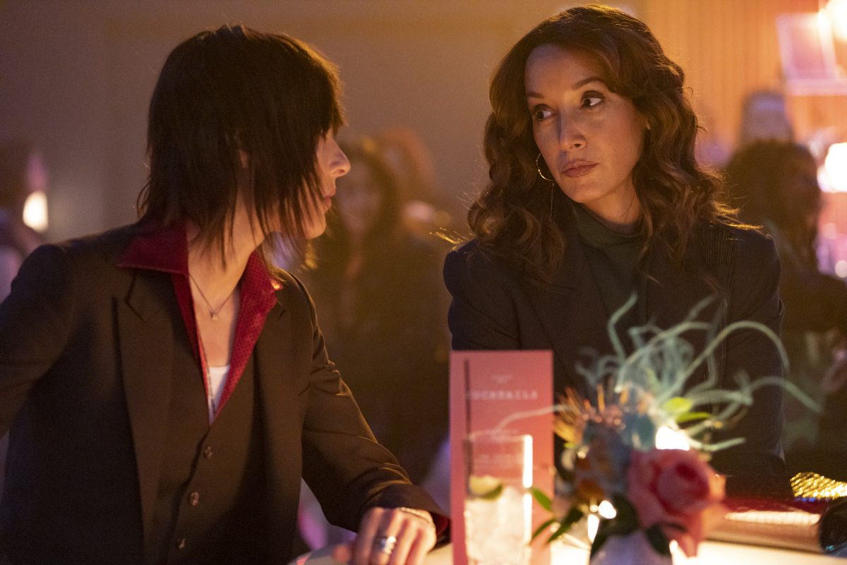 (L-R): Katherine Moennig as Shane and Jennifer Beals as Bette in THE L WORD: GENERATION Q “Launch Party”. Photo Credit: Paul Sarkis/SHOWTIME.