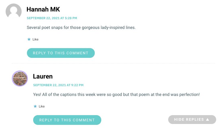 Several poet snaps for those gorgeous lady-inspired lines.