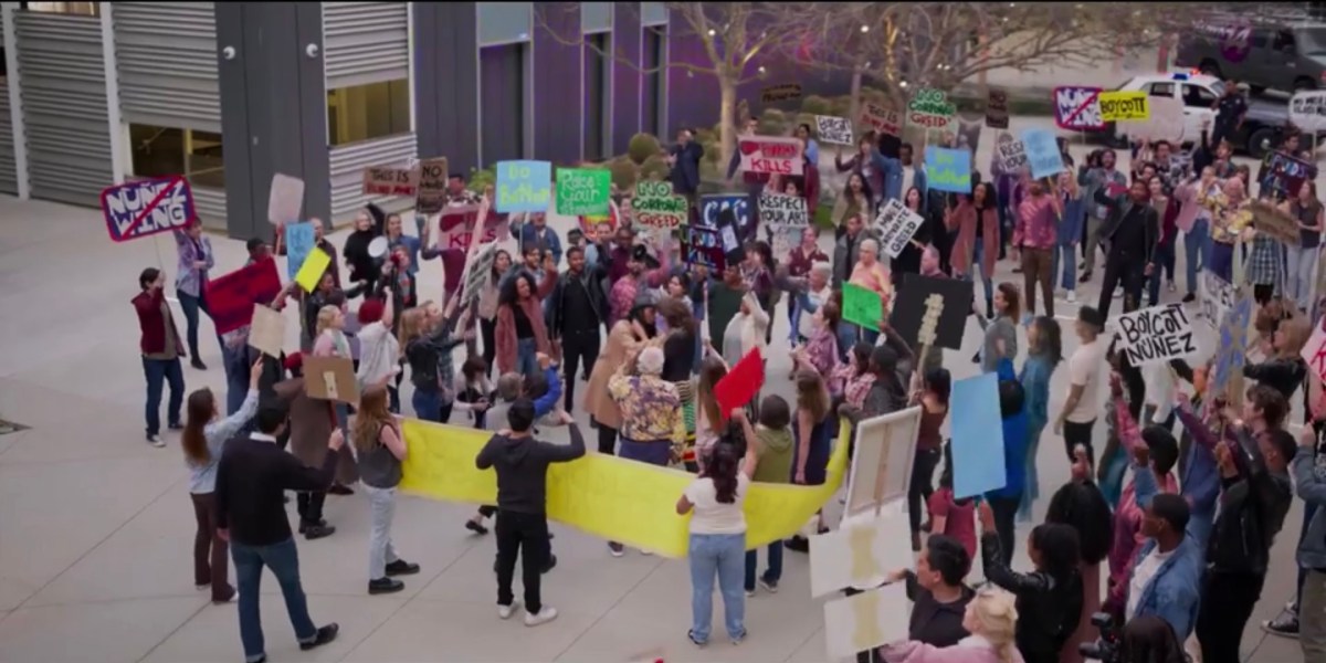 Protestors outside the CAC