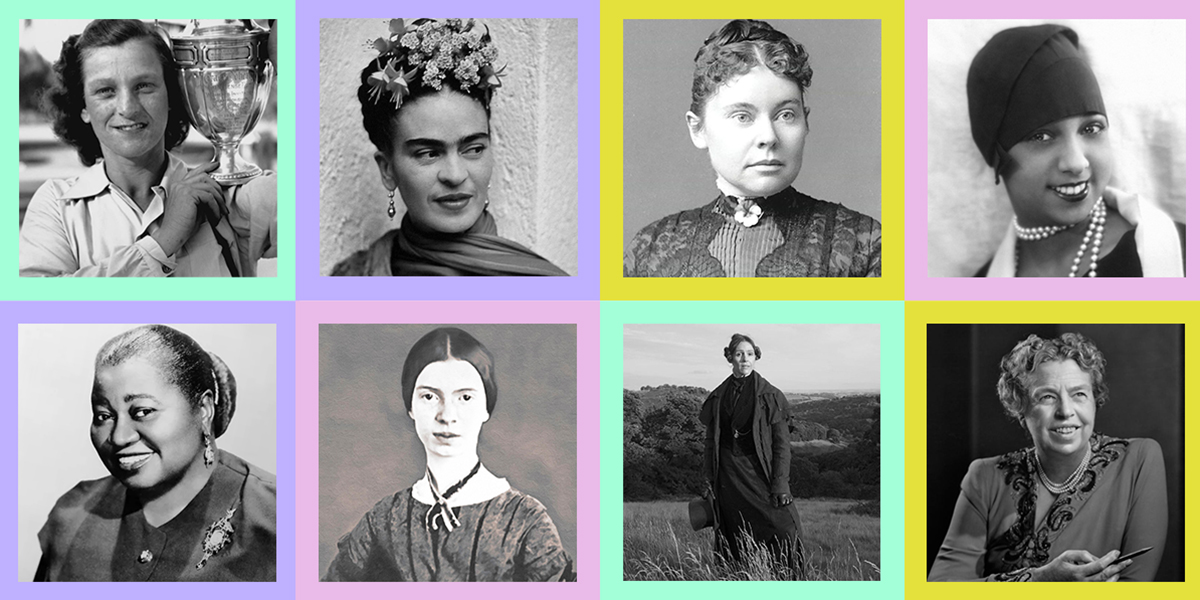 Eight of the selections from this quiz: Frida Kahlo, Babe Didrikson, Anne Lister, Lizzie Borden, Josephine Baker, Hattie McDaniel, Emily Dickinson, and Eleanor Roosevelt