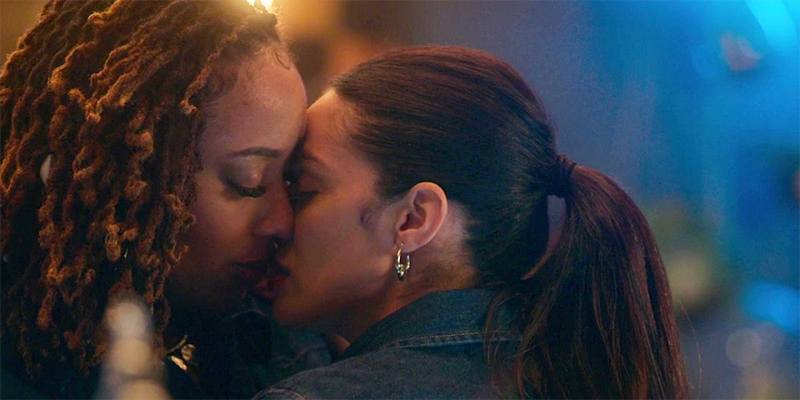 Malika and Angelica share their first kiss, this week on Good Trouble.