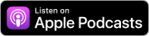 A black button that says listen on Apple Podcasts in purple and white lettering