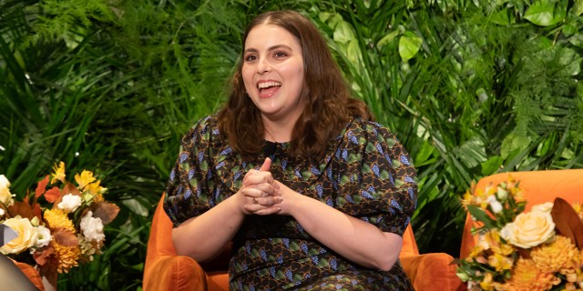 NEW YORK, NEW YORK - OCTOBER 12: Beanie Feldstein speaks during 'Variety LEGIT!: Return to Broadway' at Second on October 12, 2021 in New York City. (Photo by Noam Galai/Getty Images)
