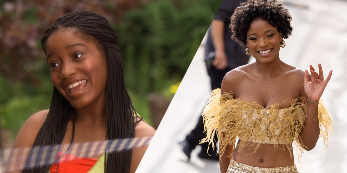 Keke Palmer, a Disney star who came out as gay, as a child next to Keke as an adult