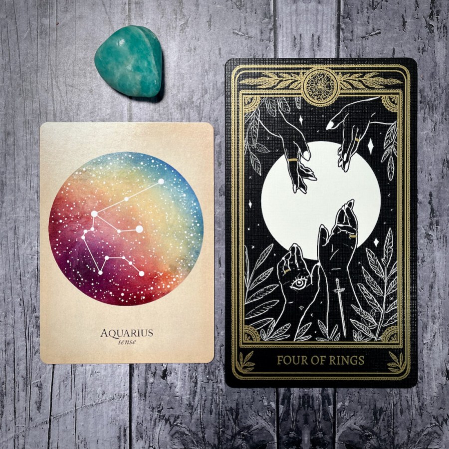 four of rings/pentacles from the marigold tarot