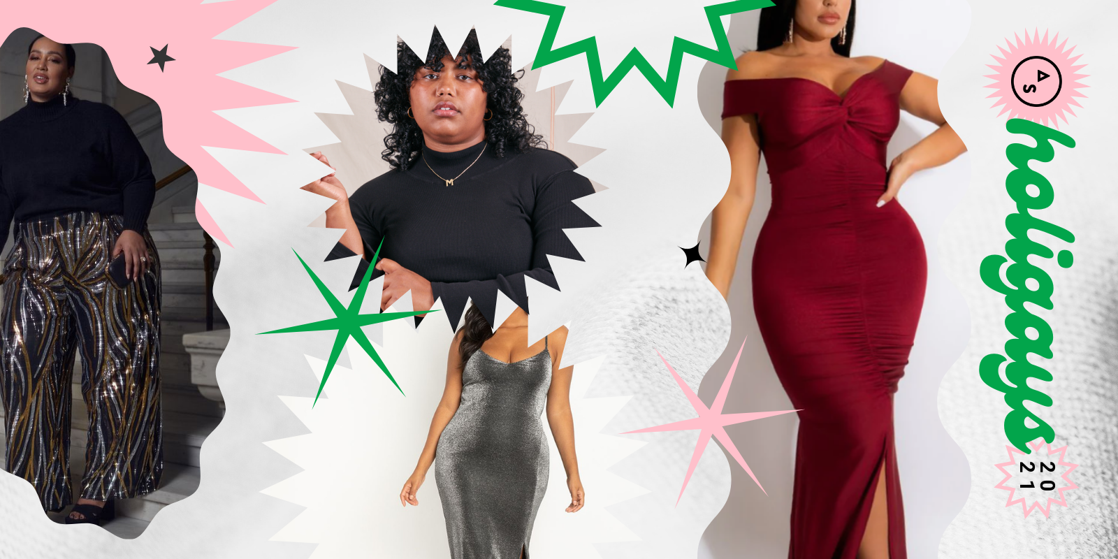 Holiday Lookbook For Fat Femmes collage of four plus size looks