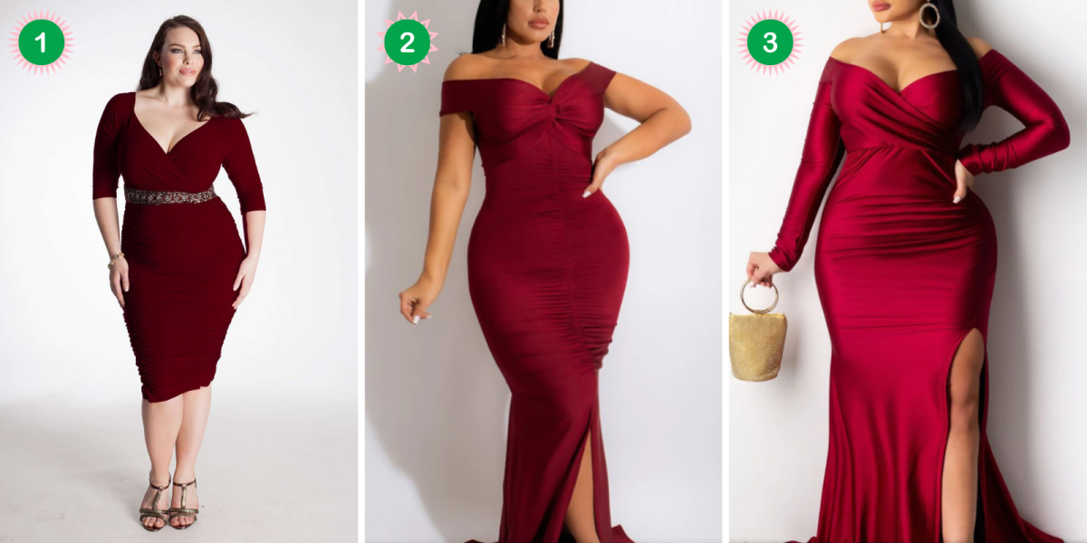 Holiday Lookbook For Fat Femmes: Three red form fitting dresses
