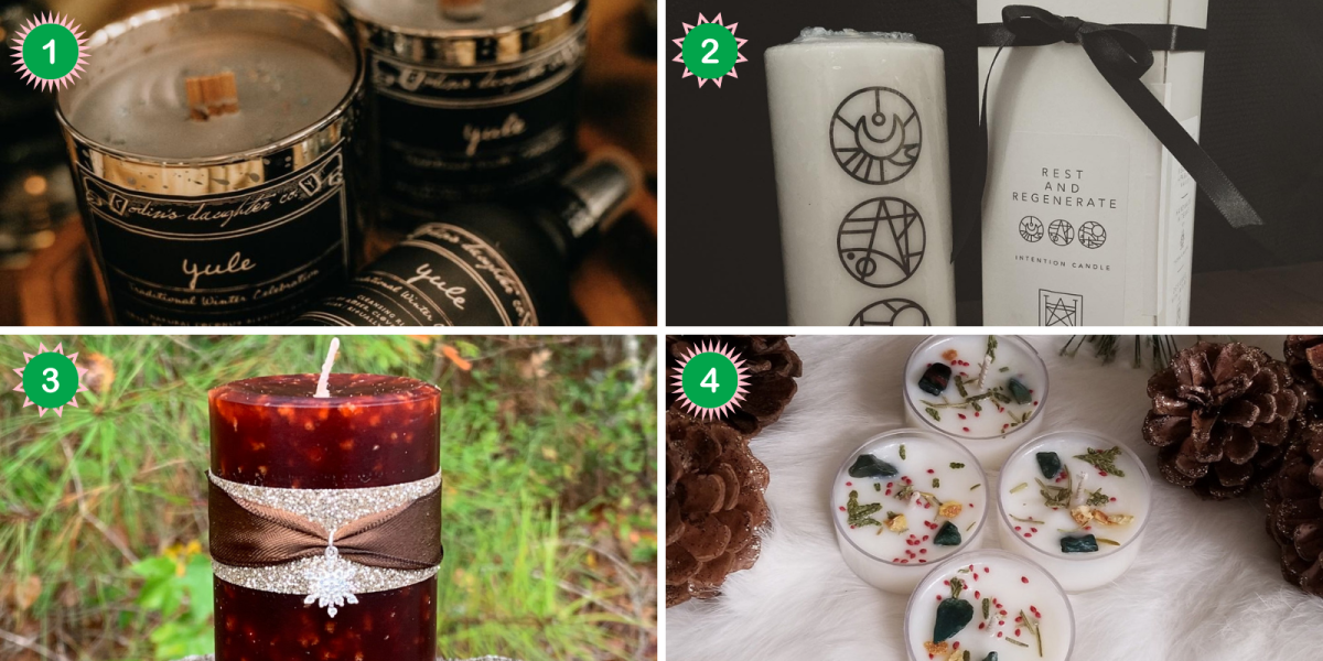 Winter solstice gift guide: a collage of candles