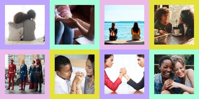 A collage of stock photos representing different fanfiction tropes