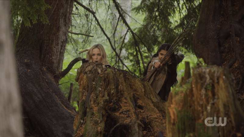 Sara and Spooner hunt with sticks