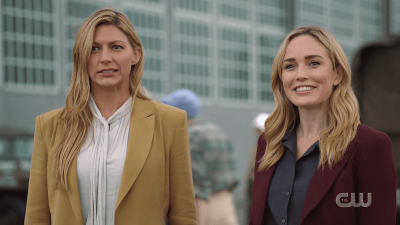 Sara and Ava smile at the recruitment woman