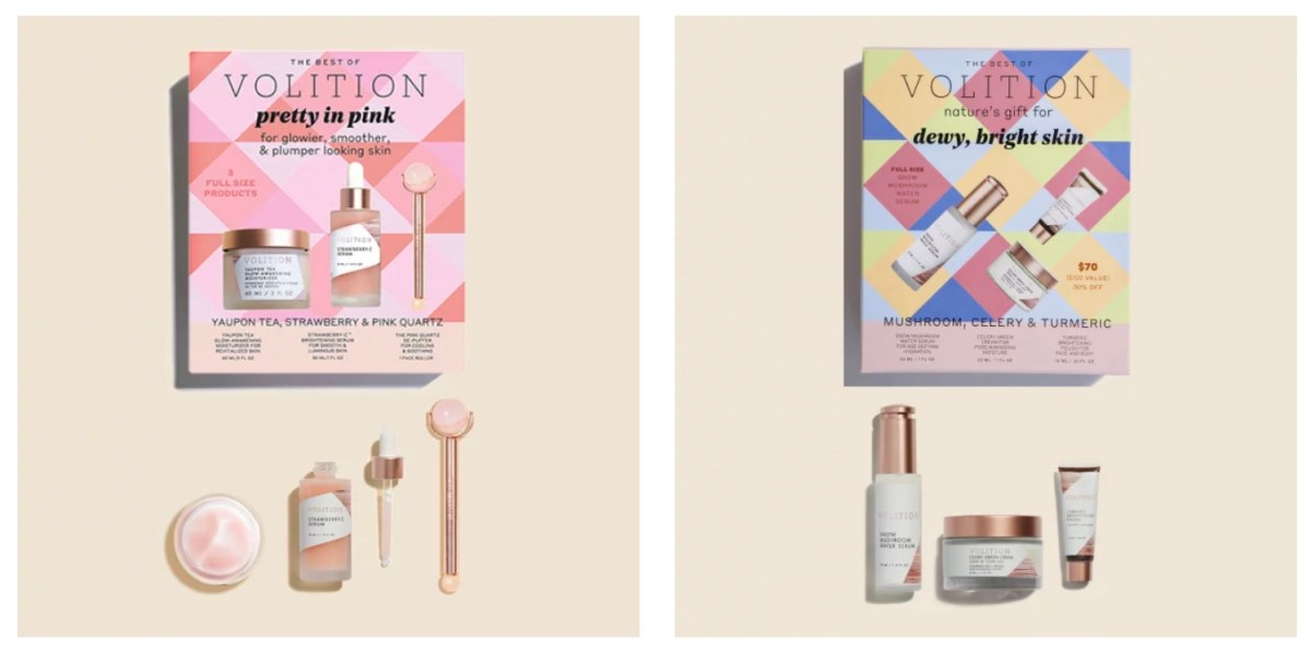 two gift sets for sale on Volition Beauty