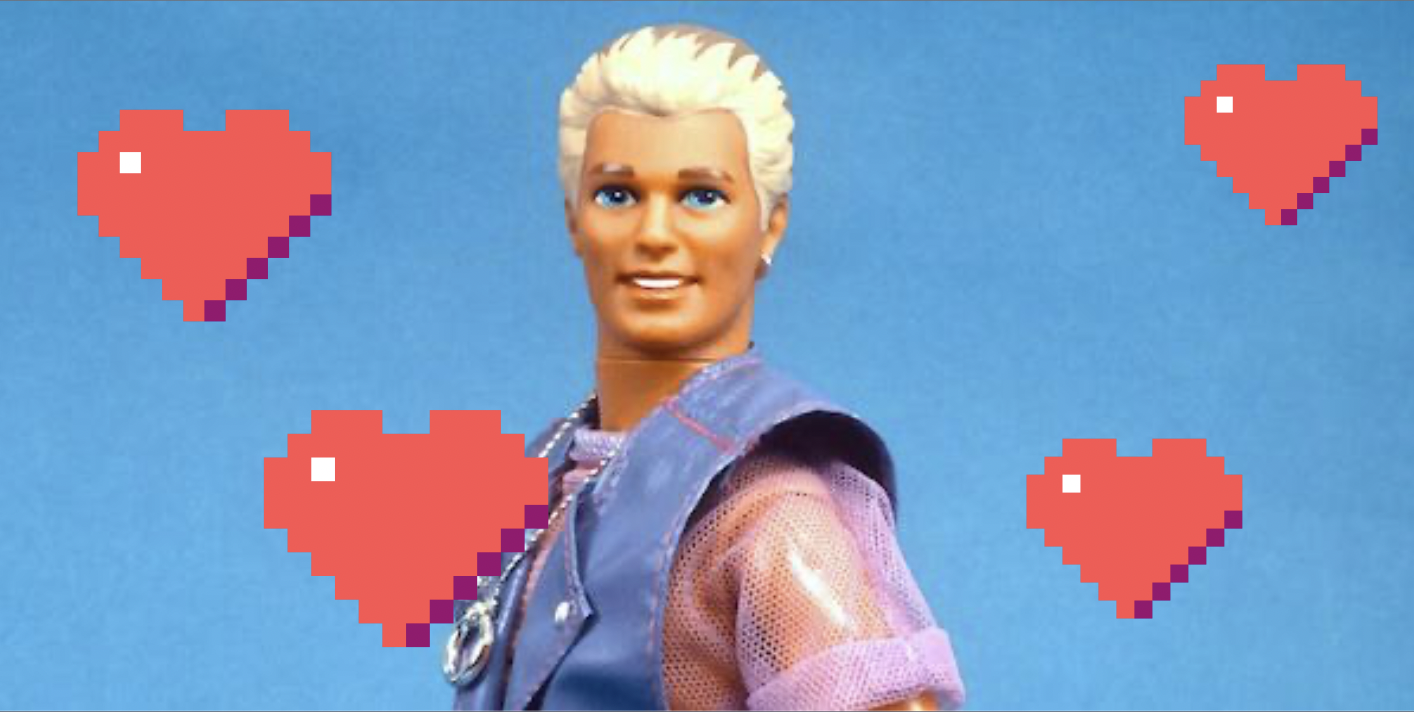 Magic Earring Ken with Pixelated Hearts