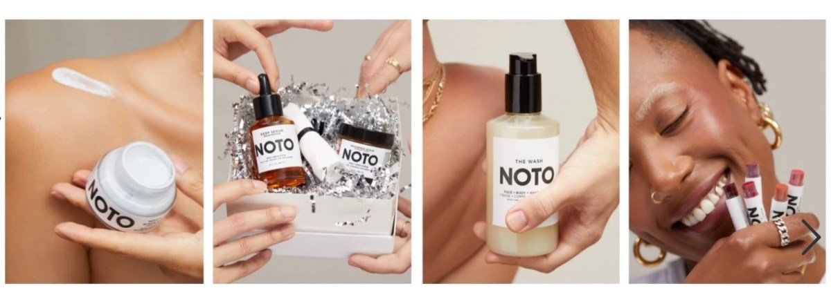 screenshot of Noto Botanicals website