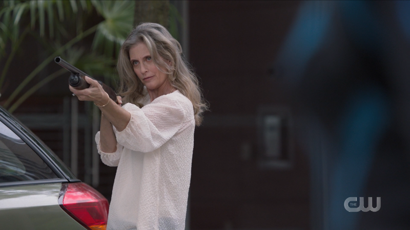 Mama Danvers holds up a shotgun
