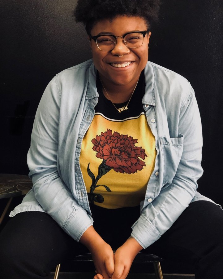 model wearing Carnation Lotería Tee