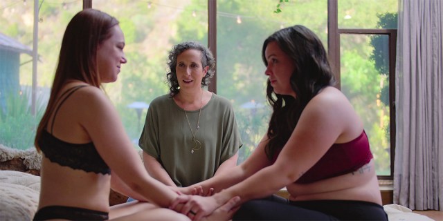 Darshana Avilaust instructs Shandra and Camille in Sex, Love & Goop