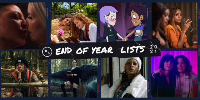 A collage of eight episodes from the following shows: And Just Like That, The Owl House, Fantasy Island, Batwoman, Reservation Dogs, Wynonna Earp, Pose, and The L Word: Generation Q
