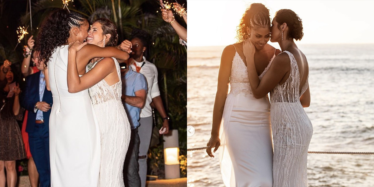 A two-photo collage of Candace Parker on her wedding day