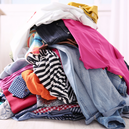 A pile of mismatched clothes