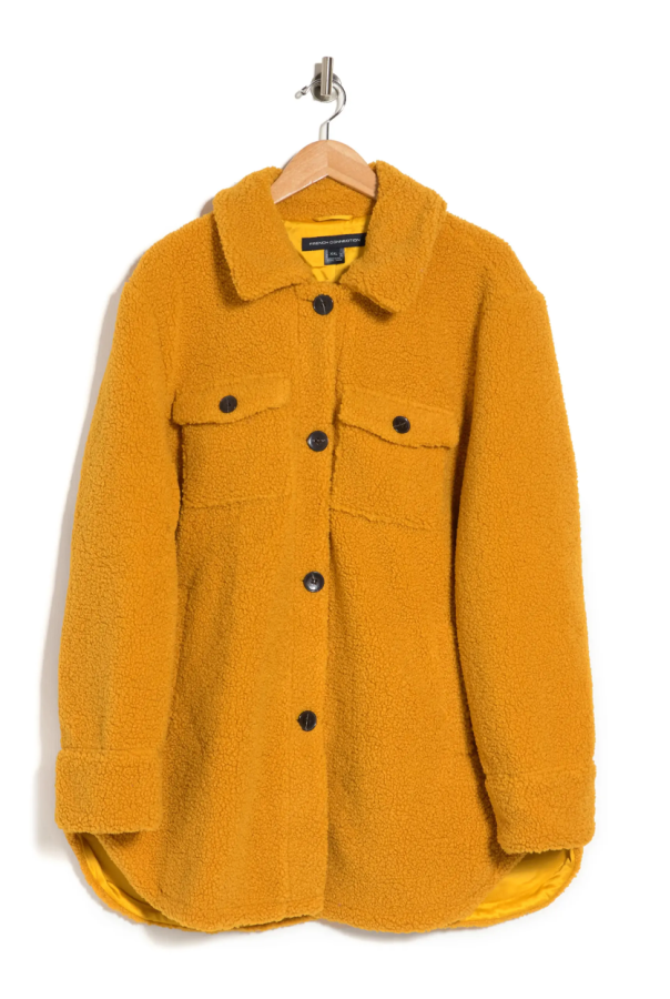 A mustard colored teddy jacket