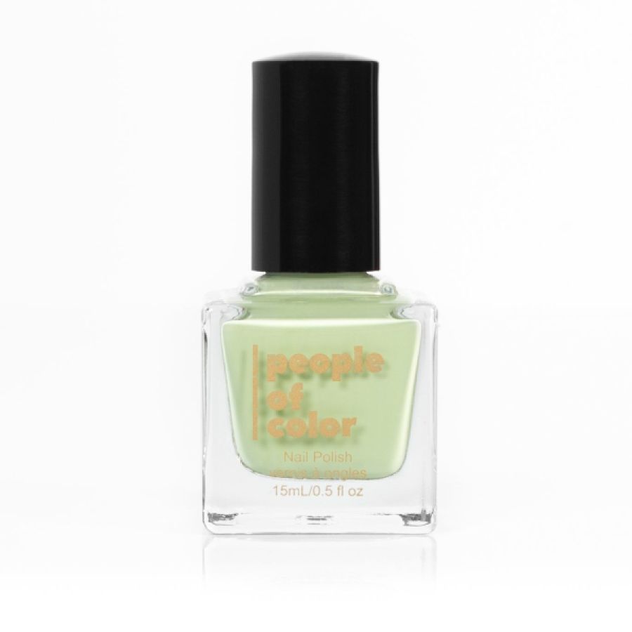 A light yellow-mint green nail polish from People of Color nail polish