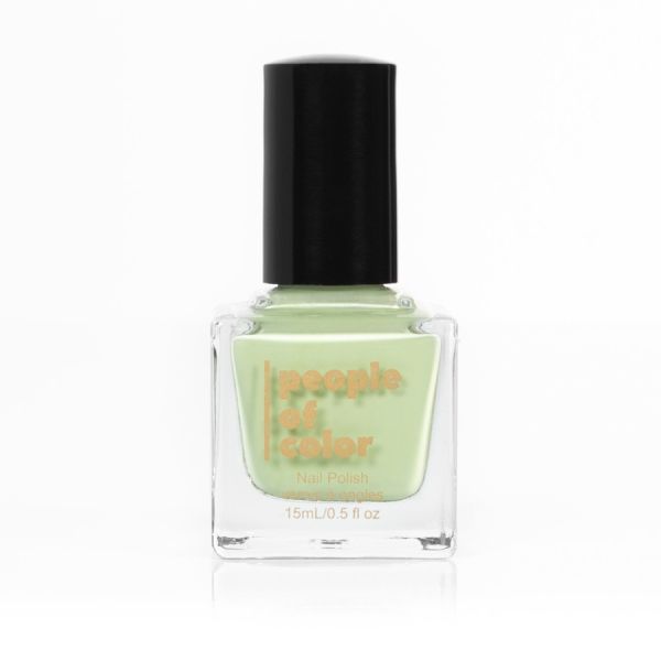 A light yellow-mint green nail polish from People of Color nail polish