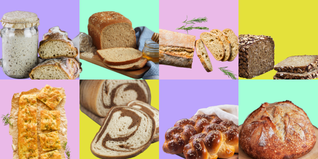 A collage of breads