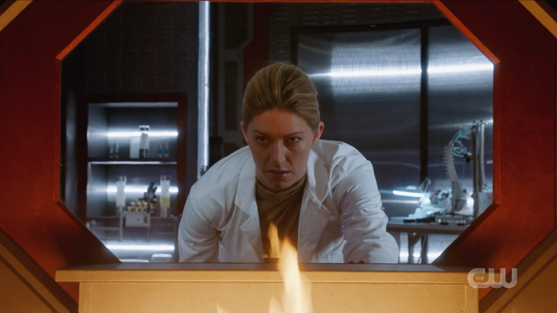 Dr. Sharpe looks into the incinerator menacingly 