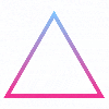Glowing hollow iridescent triangle divider.
