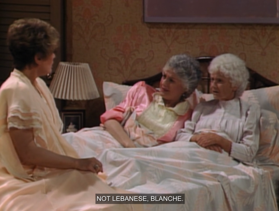 Dorothy and Sophia are in bed, Dorothy tells Blanche: "Not Lesbian, Blanche"