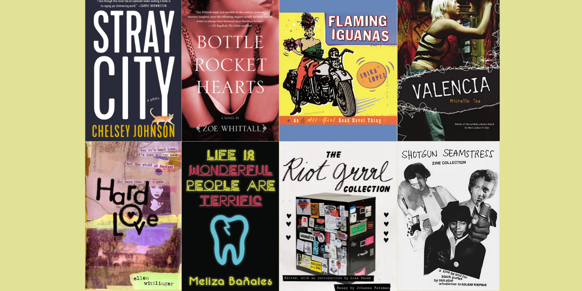A collage of queer books set in the 90s