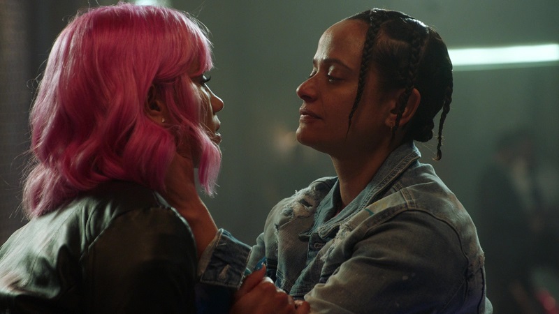 Ann pulls Cherry into a kiss at the Underground, this week on Claws.
