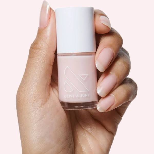 Olive and June nail polish in a creamy light nude pink