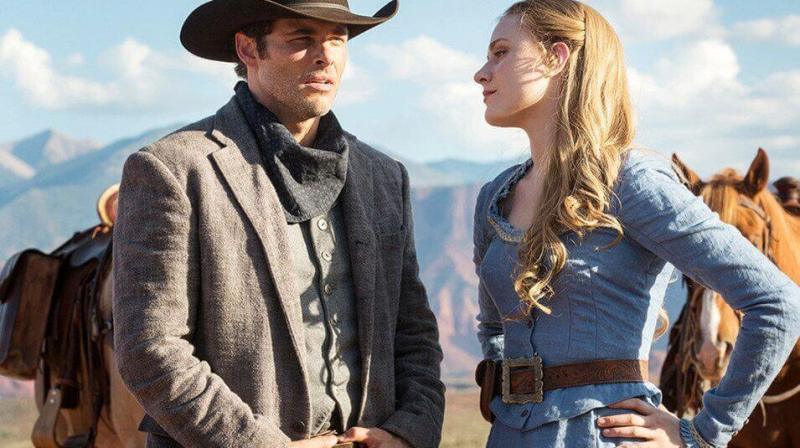 Westworld is a show like Yellowjackets, and this Westworld still of two characters in the outdoors